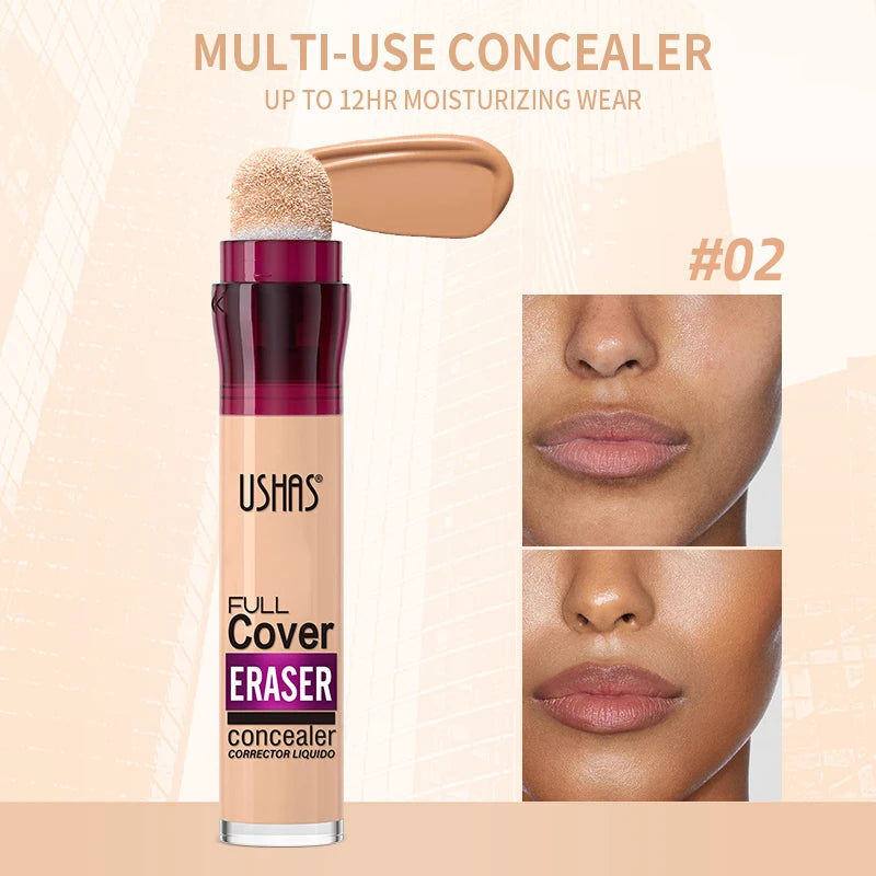 12 Color Liquid Concealer Moisturizing Rotating Sponge Head Concealer Long Lasting Lightweight Multi-use Foundation Makeup