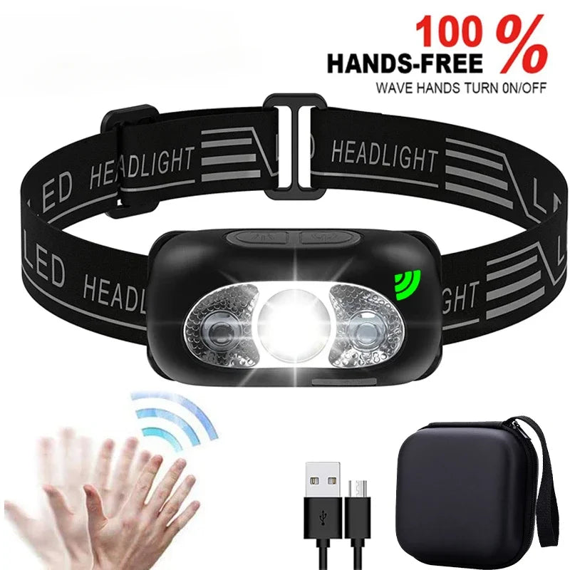 Strong Light Headlamp Mini Led Night Fishing Powerful Torch Head Lamp Outdoor Waterproof Camping Portable LED Sensor Headlamps