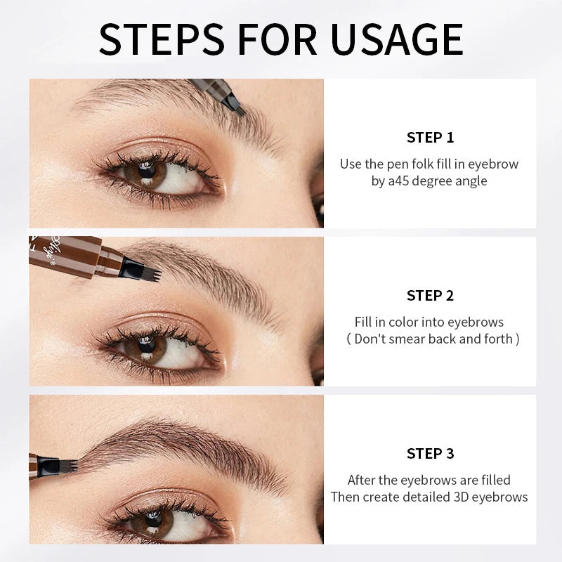 5 Colors 1pc Eyebrow Pen Waterproof 4 Split Tip Eyebrows Pen Eyebrow Tattoo Pen Waterproof Liquid Black Eyebrow Makeup Pencil