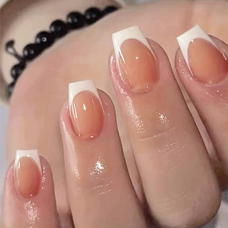 Style Fake Nails Natural Nude White Tip Glossy Press On Fingernails Nails Art Manicure Set Beauty Many Style for Choose