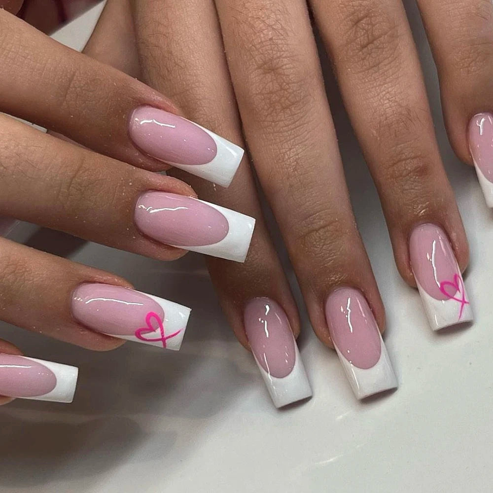 Style Fake Nails Natural Nude White Tip Glossy Press On Fingernails Nails Art Manicure Set Beauty Many Style for Choose