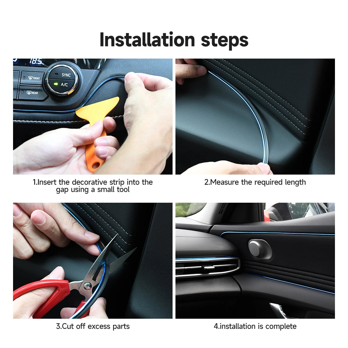 5M Car Trim Strip Electroplated Red DIY Decoration Flexible Strips With Scraper Trim Interior Moulding Car Styling Strips