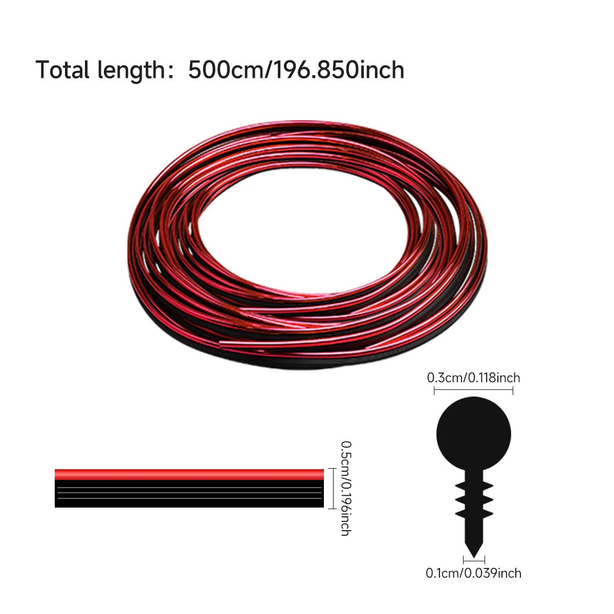 5M Car Trim Strip Electroplated Red DIY Decoration Flexible Strips With Scraper Trim Interior Moulding Car Styling Strips