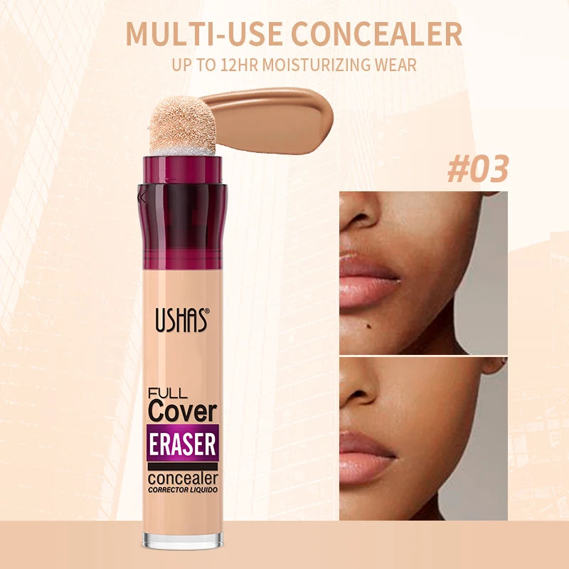 12 Color Liquid Concealer Moisturizing Rotating Sponge Head Concealer Long Lasting Lightweight Multi-use Foundation Makeup