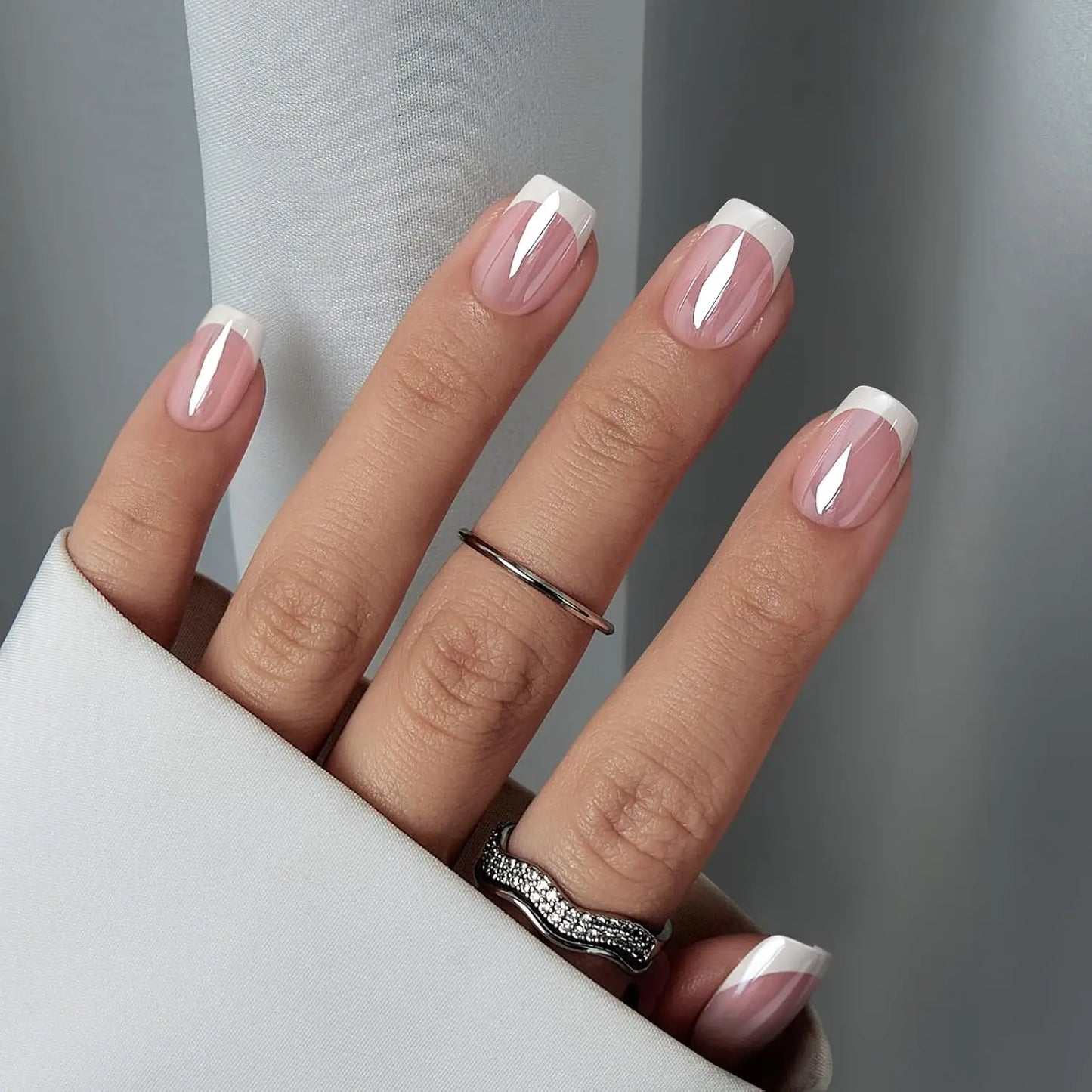 Style Fake Nails Natural Nude White Tip Glossy Press On Fingernails Nails Art Manicure Set Beauty Many Style for Choose