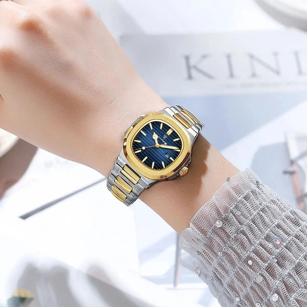 POEDAGAR Luxury Square Watch for Woman Waterproof Luminous Date Ladies Watch Stainless Steel Quartz Women's Watches Female