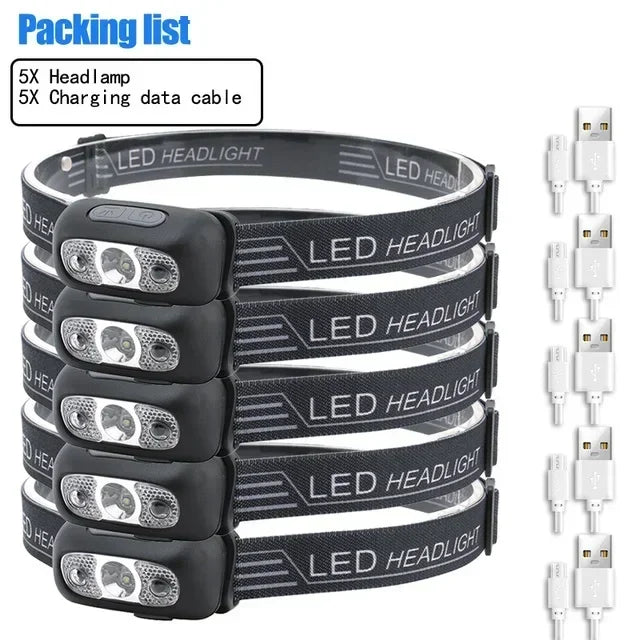 Strong Light Headlamp Mini Led Night Fishing Powerful Torch Head Lamp Outdoor Waterproof Camping Portable LED Sensor Headlamps