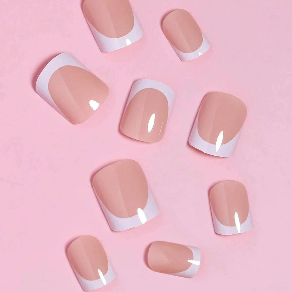 Style Fake Nails Natural Nude White Tip Glossy Press On Fingernails Nails Art Manicure Set Beauty Many Style for Choose