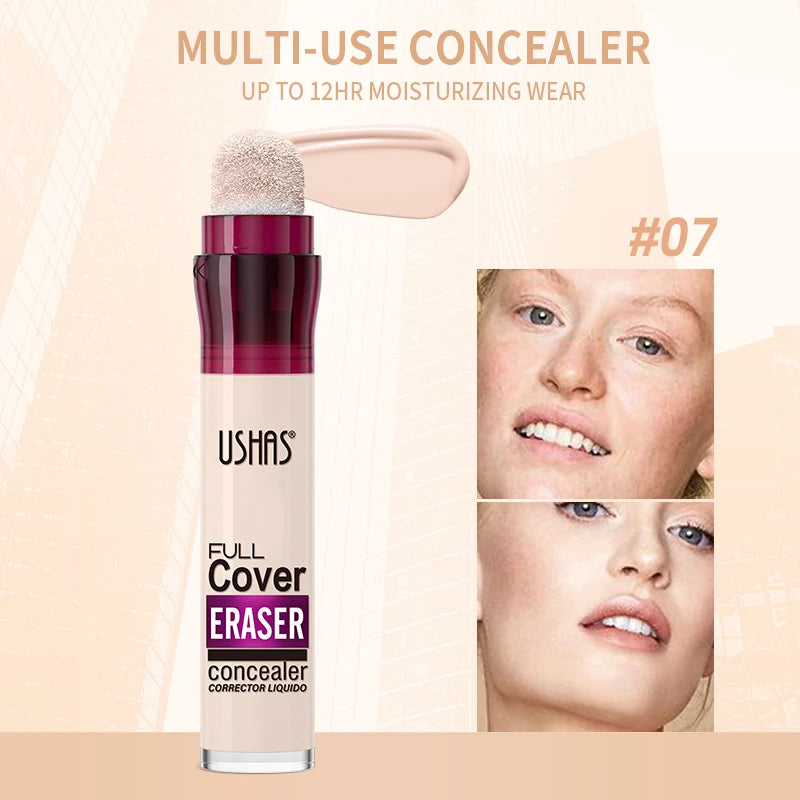 12 Color Liquid Concealer Moisturizing Rotating Sponge Head Concealer Long Lasting Lightweight Multi-use Foundation Makeup