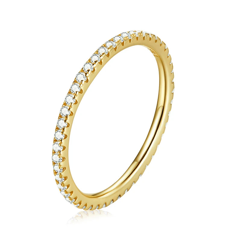 Silver Rainbow Rings Full Zircons for Women Trendy Dazzling Stackable Bezel