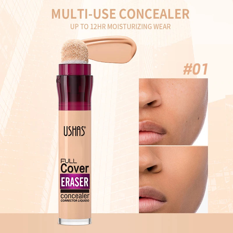 12 Color Liquid Concealer Moisturizing Rotating Sponge Head Concealer Long Lasting Lightweight Multi-use Foundation Makeup