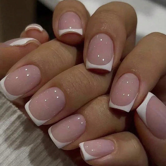 Style Fake Nails Natural Nude White Tip Glossy Press On Fingernails Nails Art Manicure Set Beauty Many Style for Choose
