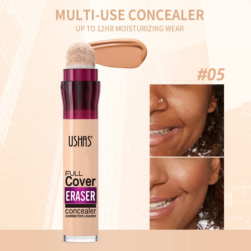 12 Color Liquid Concealer Moisturizing Rotating Sponge Head Concealer Long Lasting Lightweight Multi-use Foundation Makeup