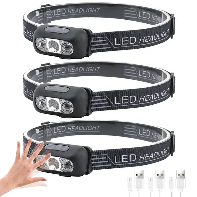 Strong Light Headlamp Mini Led Night Fishing Powerful Torch Head Lamp Outdoor Waterproof Camping Portable LED Sensor Headlamps