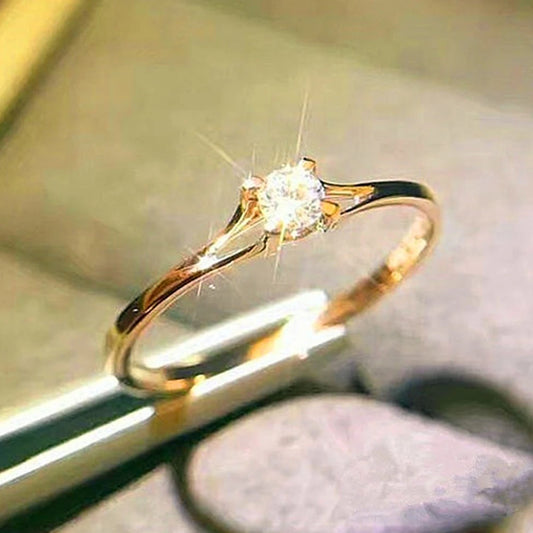 Wedding Rings with 4MM Cubic Zirconia Simple Elegant luxury Jewelry
