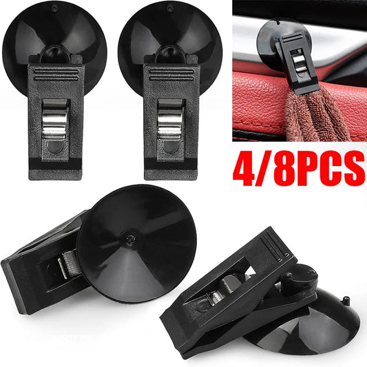 Car Suction Cup Clips Interior Organizer Removable Holder Sunshade Curtain Towel Ticket Card Retainer Hook Auto Fastener Clip