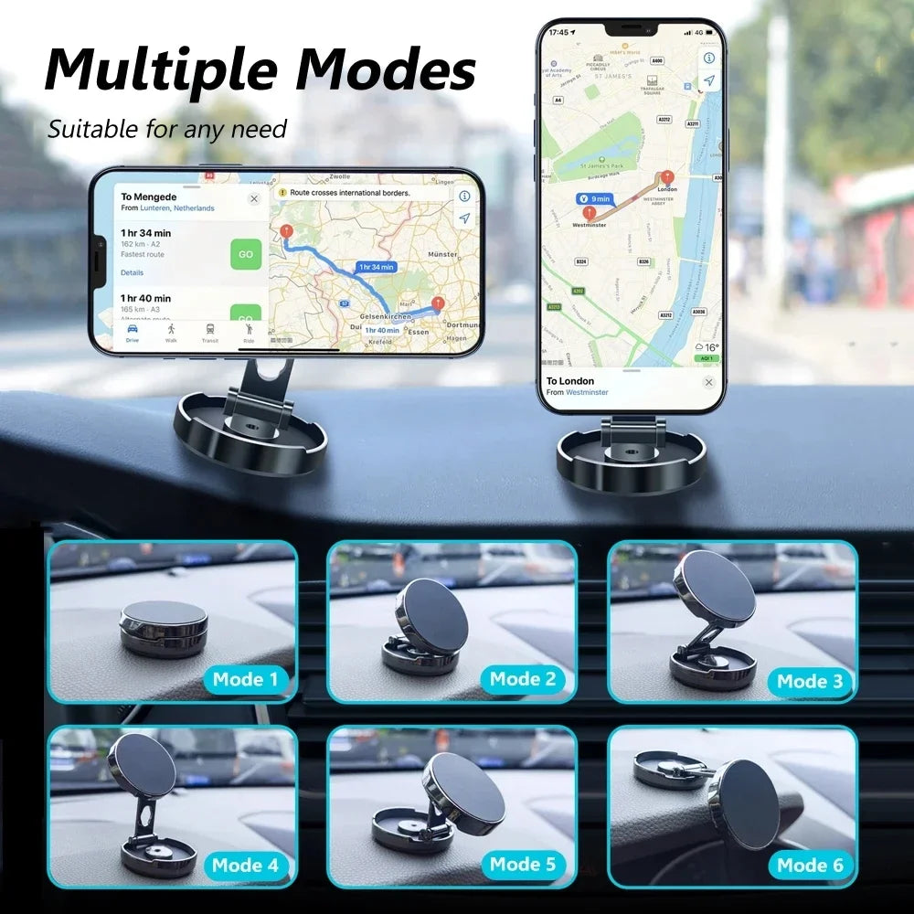 Car Mobile Phone Stand Strong Magnetic Car Holder 720° Foldable Round Bracket Support for Universal Phones Mount Holders