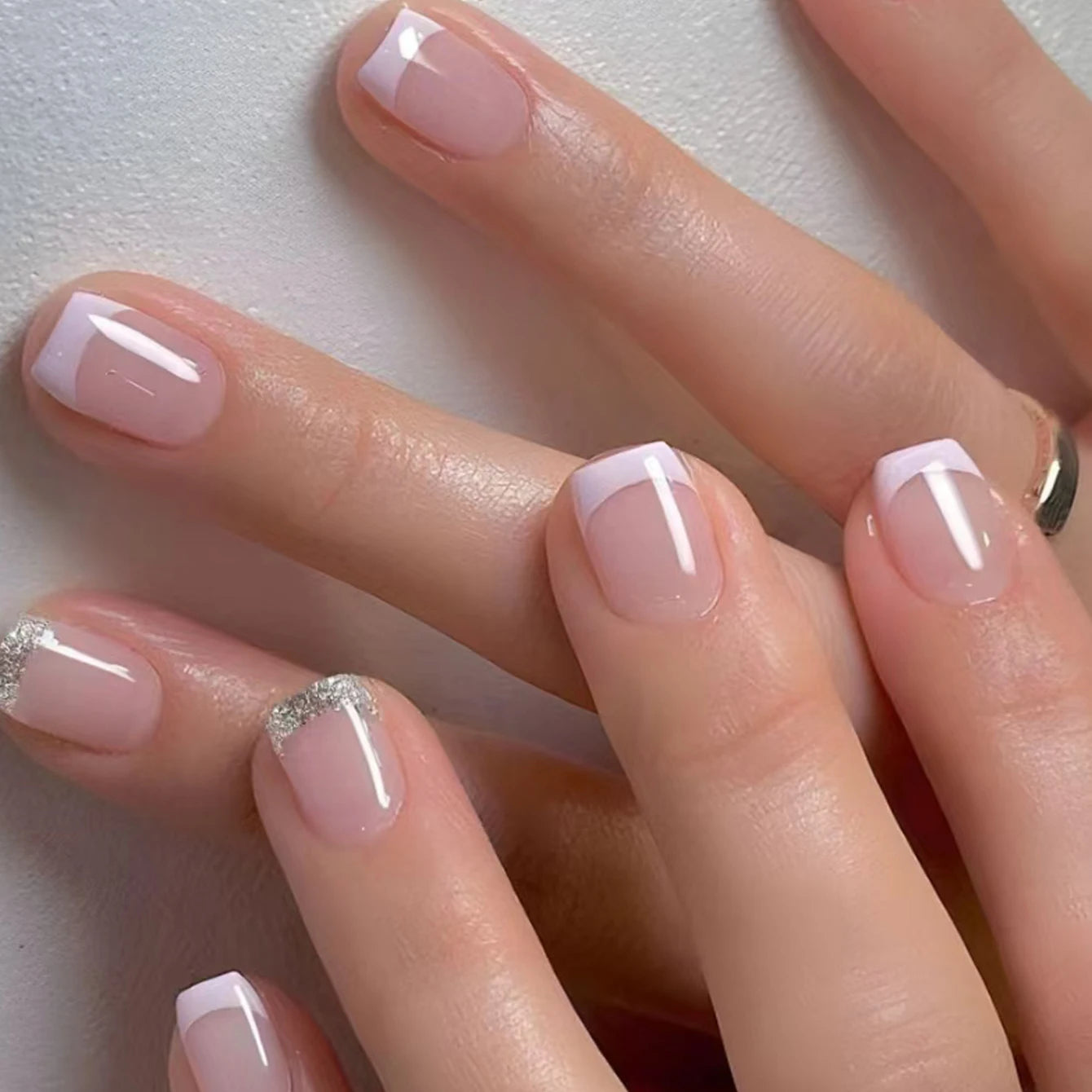 Style Fake Nails Natural Nude White Tip Glossy Press On Fingernails Nails Art Manicure Set Beauty Many Style for Choose