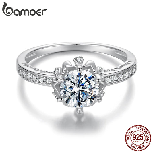 Diamond Solitaire Engagement 925 Sterling Silver Rings
