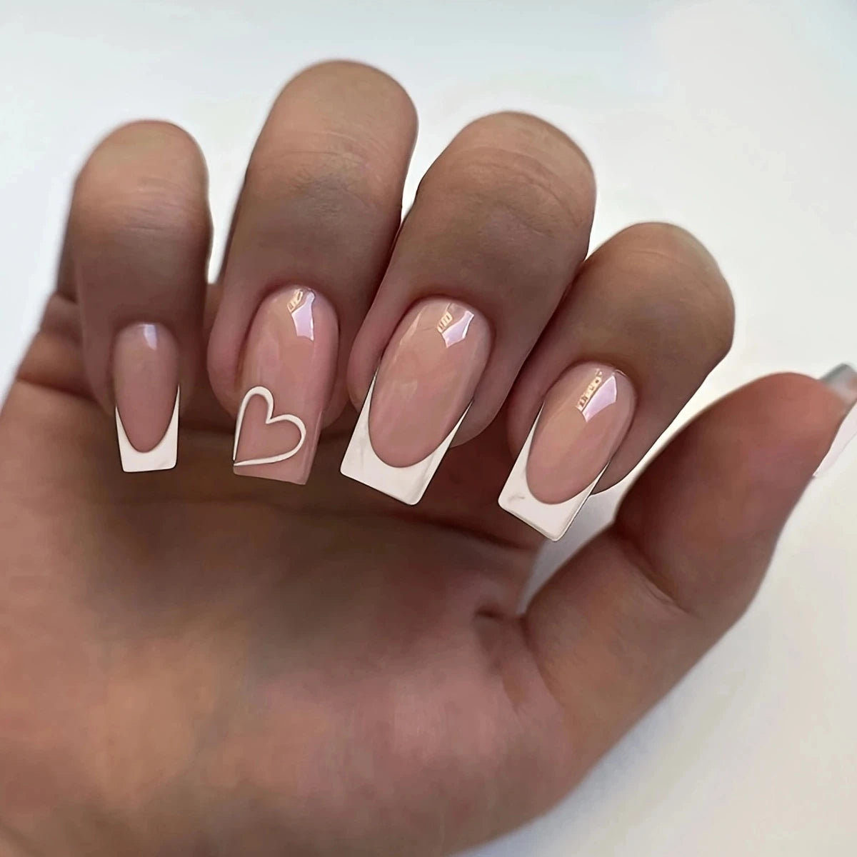 Style Fake Nails Natural Nude White Tip Glossy Press On Fingernails Nails Art Manicure Set Beauty Many Style for Choose