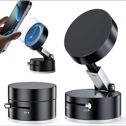 New Model 360-Degree Rotating Aluminum Alloy Magnetic Vacuum Suction Cup Car Phone Holder, Portable New Design