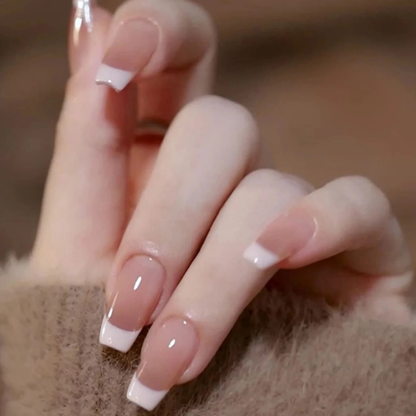 Style Fake Nails Natural Nude White Tip Glossy Press On Fingernails Nails Art Manicure Set Beauty Many Style for Choose