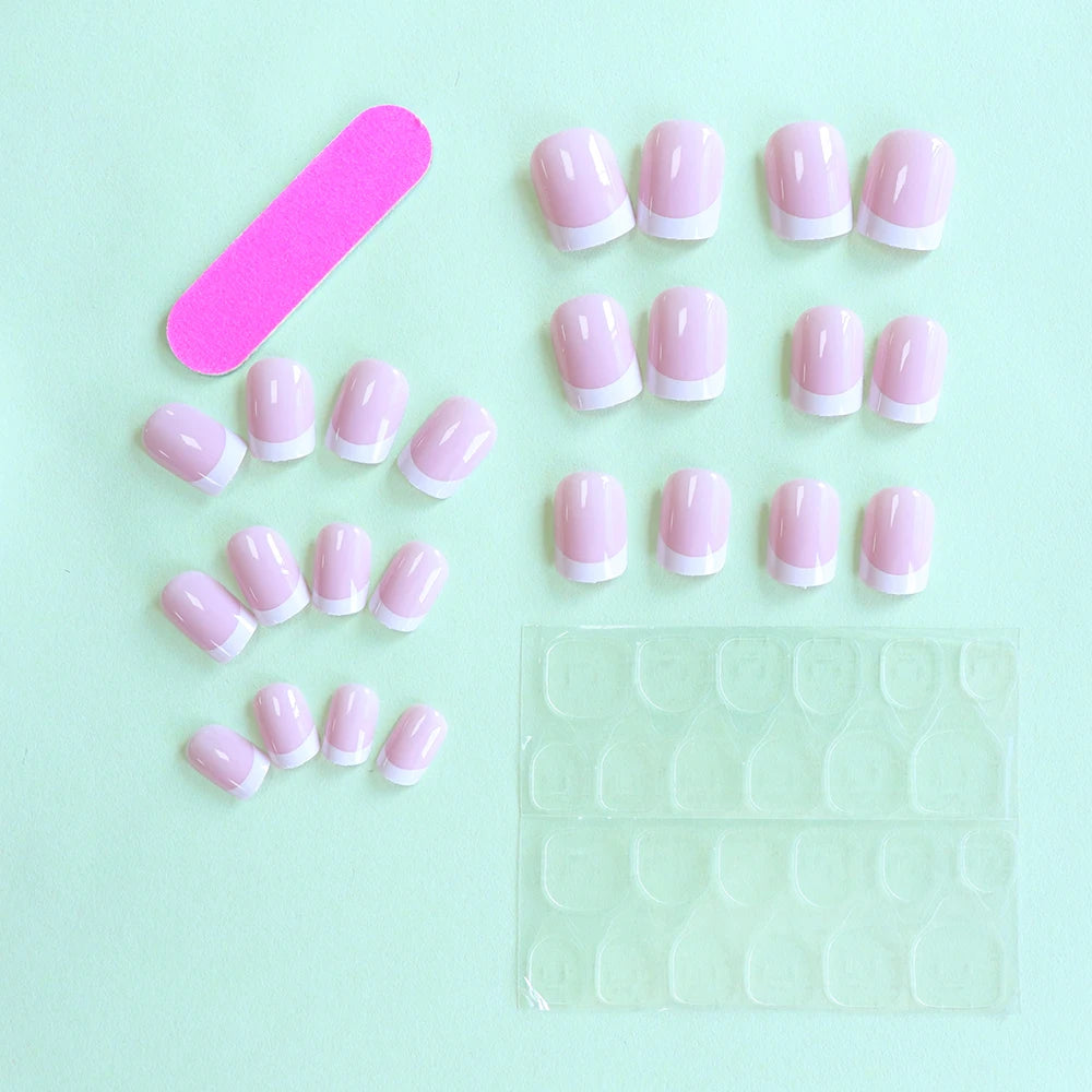 Style Fake Nails Natural Nude White Tip Glossy Press On Fingernails Nails Art Manicure Set Beauty Many Style for Choose