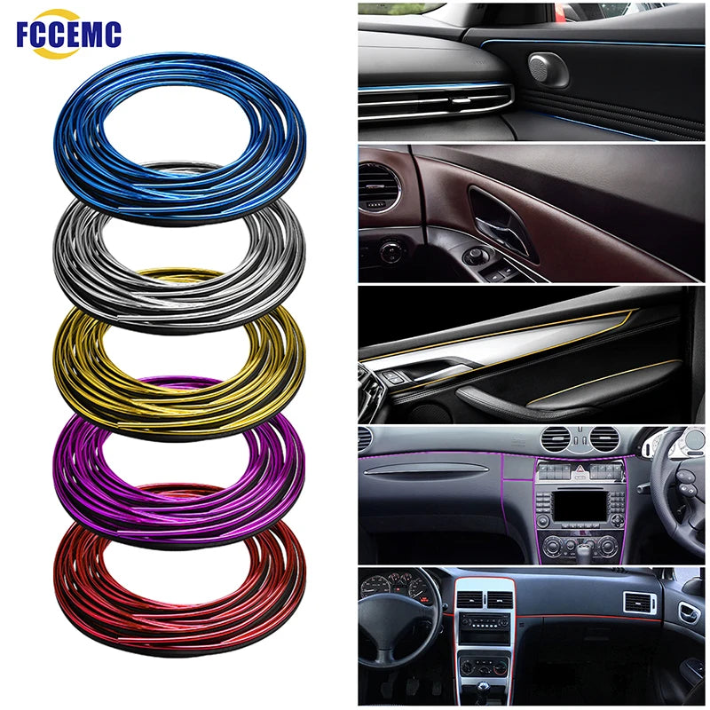 5M Car Trim Strip Electroplated Red DIY Decoration Flexible Strips With Scraper Trim Interior Moulding Car Styling Strips