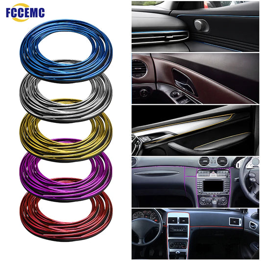 5M Car Trim Strip Electroplated Red DIY Decoration Flexible Strips With Scraper Trim Interior Moulding Car Styling Strips