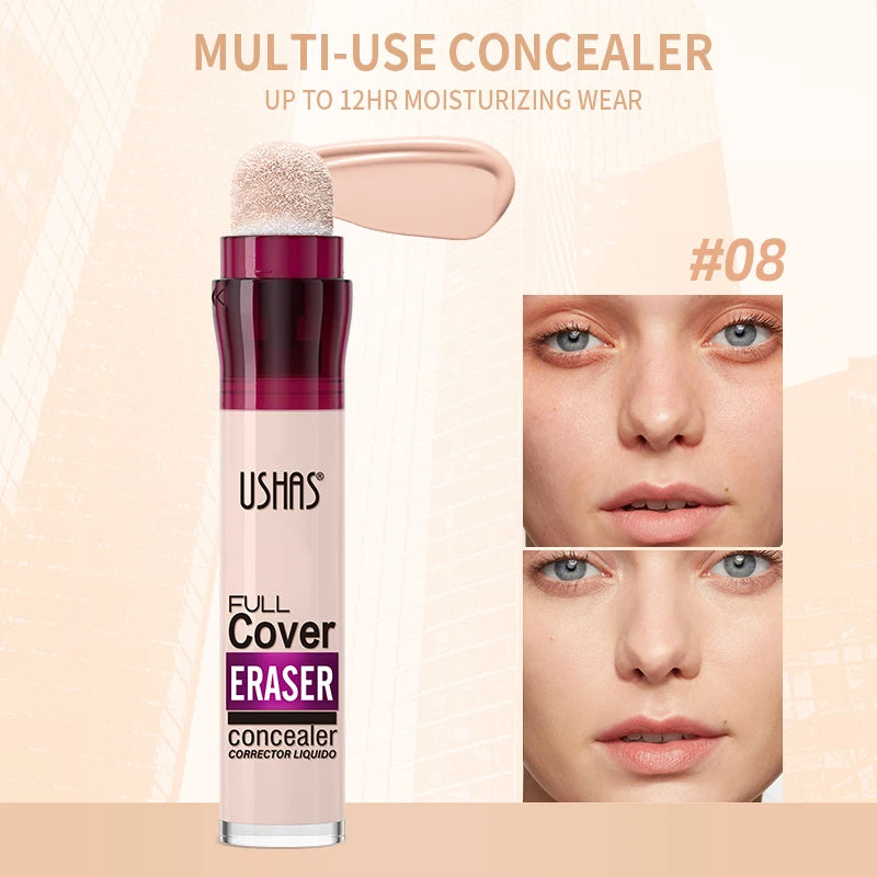 12 Color Liquid Concealer Moisturizing Rotating Sponge Head Concealer Long Lasting Lightweight Multi-use Foundation Makeup
