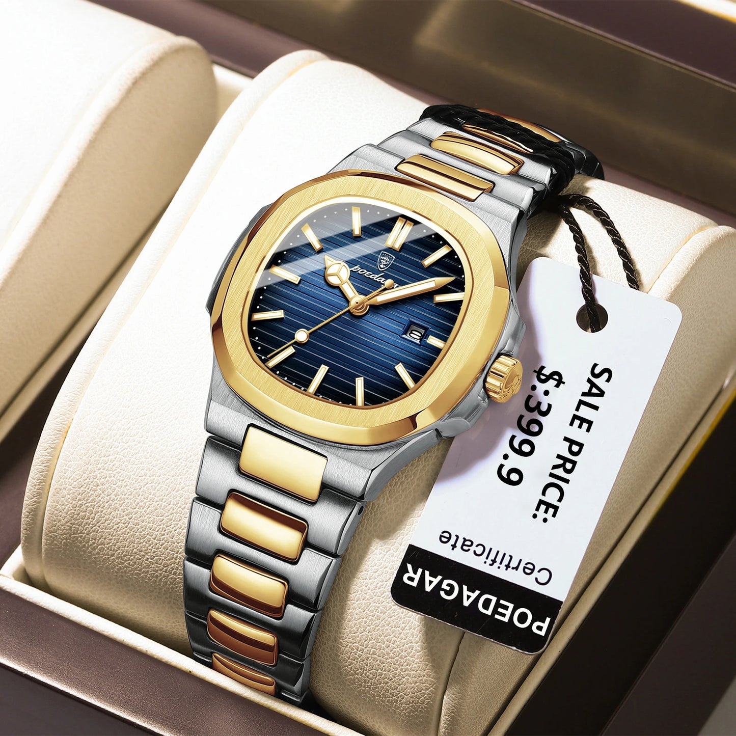 POEDAGAR Luxury Square Watch for Woman Waterproof Luminous Date Ladies Watch Stainless Steel Quartz Women's Watches Female
