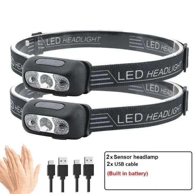 Strong Light Headlamp Mini Led Night Fishing Powerful Torch Head Lamp Outdoor Waterproof Camping Portable LED Sensor Headlamps