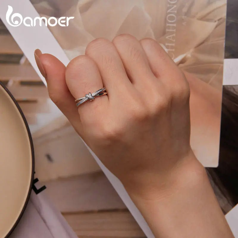 Real 925 Sterling Silver Vintage Knot Band Rings For Women Retro Clear CZ Wedding Ring Bezel Fine Jewelry Gift Making