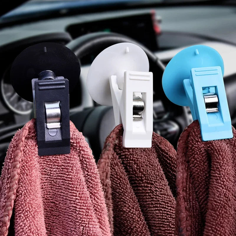 Car Suction Cup Clips Interior Organizer Removable Holder Sunshade Curtain Towel Ticket Card Retainer Hook Auto Fastener Clip