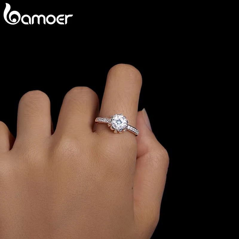 Diamond Solitaire Engagement 925 Sterling Silver Rings