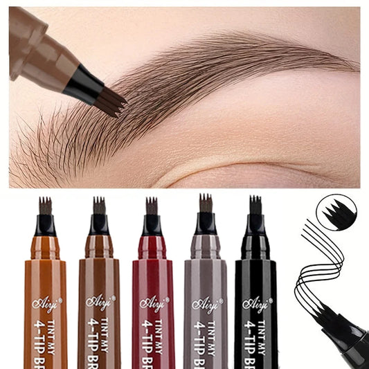 5 Colors 1pc Eyebrow Pen Waterproof 4 Split Tip Eyebrows Pen Eyebrow Tattoo Pen Waterproof Liquid Black Eyebrow Makeup Pencil
