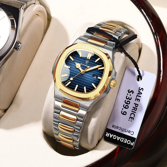 POEDAGAR Luxury Square Watch for Woman Waterproof Luminous Date Ladies Watch Stainless Steel Quartz Women's Watches Female