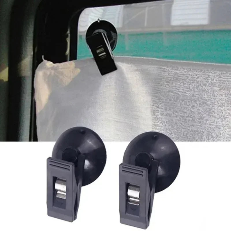 Car Suction Cup Clips Interior Organizer Removable Holder Sunshade Curtain Towel Ticket Card Retainer Hook Auto Fastener Clip