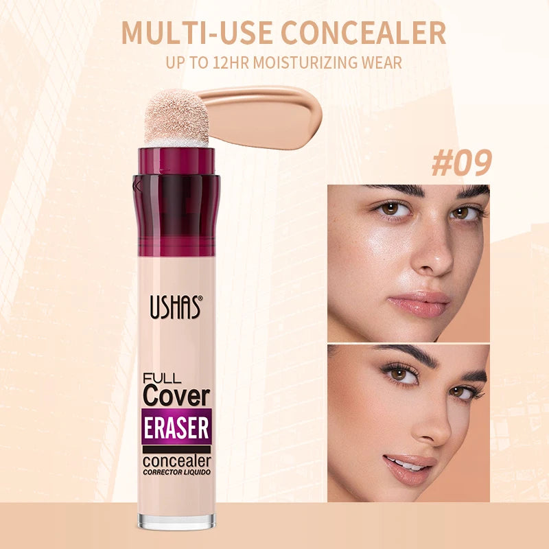 12 Color Liquid Concealer Moisturizing Rotating Sponge Head Concealer Long Lasting Lightweight Multi-use Foundation Makeup