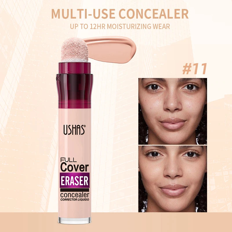 12 Color Liquid Concealer Moisturizing Rotating Sponge Head Concealer Long Lasting Lightweight Multi-use Foundation Makeup