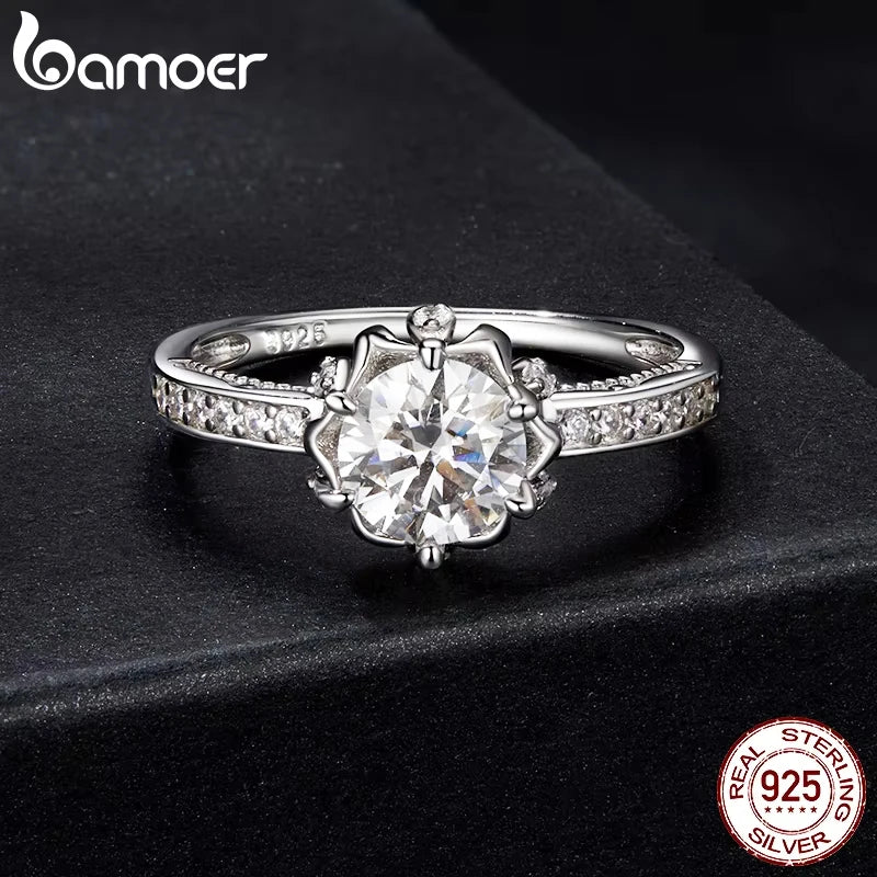 Diamond Solitaire Engagement 925 Sterling Silver Rings