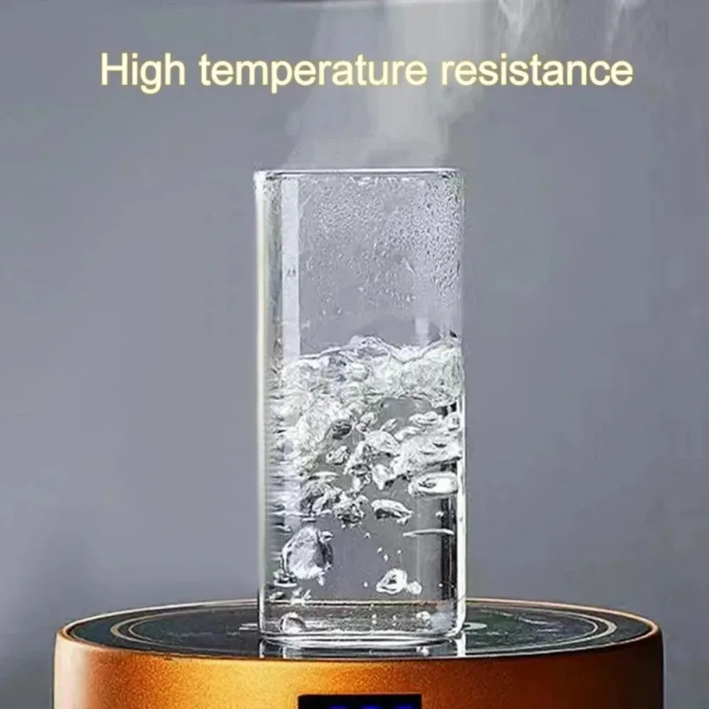 1pcs Square Heat Resistant Coffee Glass Cup With Lid and Straw Transparent Milk Tea Juice Cups Coffee Mug For Home Bar Drinkware