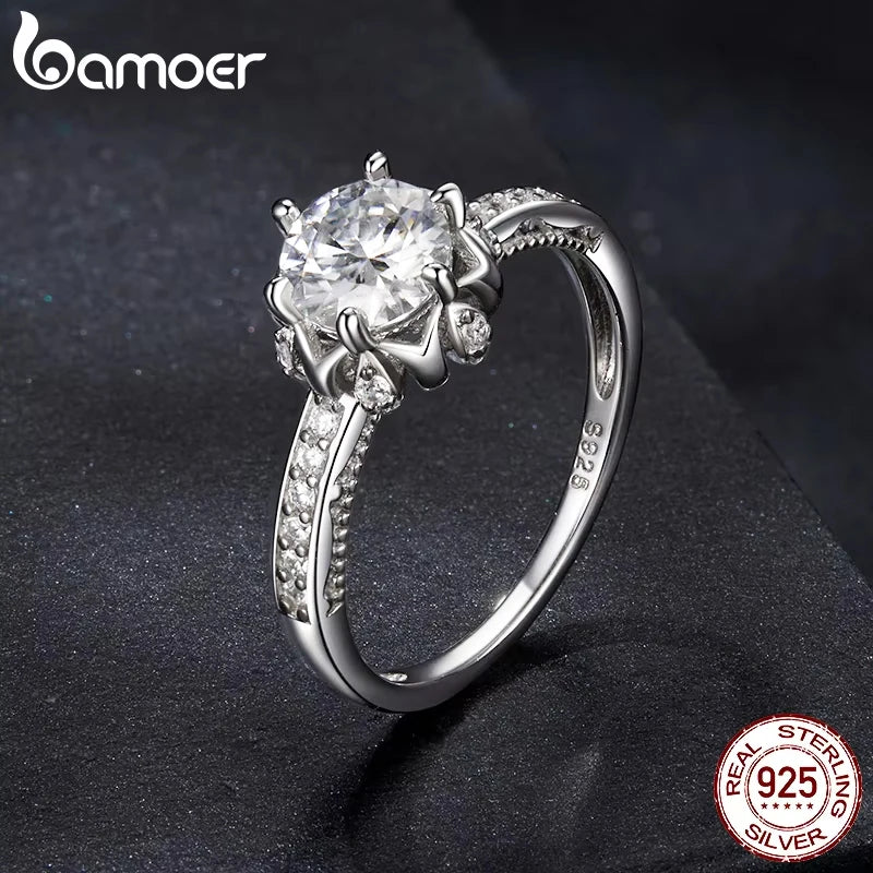 Diamond Solitaire Engagement 925 Sterling Silver Rings