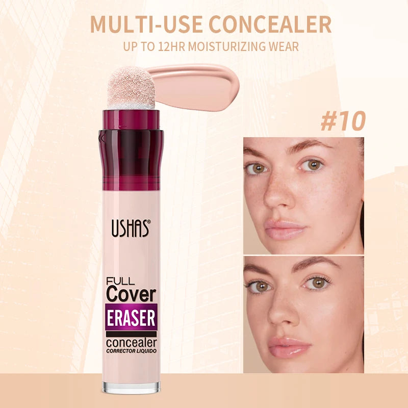 12 Color Liquid Concealer Moisturizing Rotating Sponge Head Concealer Long Lasting Lightweight Multi-use Foundation Makeup