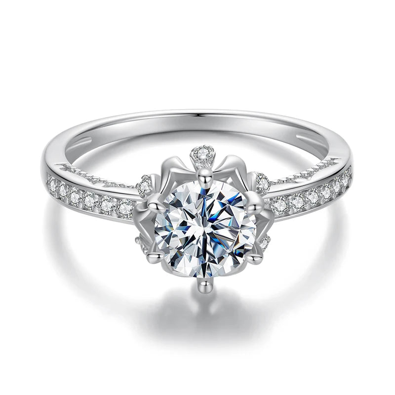 Diamond Solitaire Engagement 925 Sterling Silver Rings