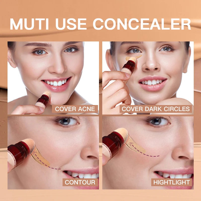 12 Color Liquid Concealer Moisturizing Rotating Sponge Head Concealer Long Lasting Lightweight Multi-use Foundation Makeup