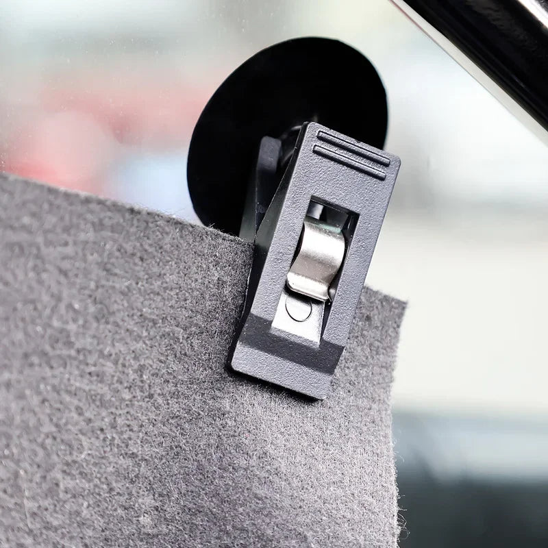 Car Suction Cup Clips Interior Organizer Removable Holder Sunshade Curtain Towel Ticket Card Retainer Hook Auto Fastener Clip