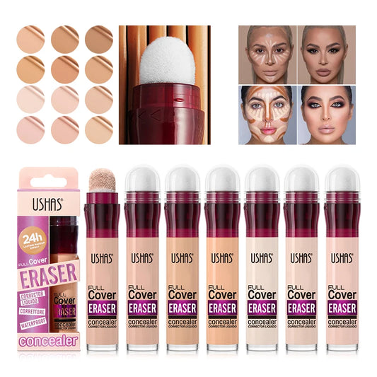 12 Color Liquid Concealer Moisturizing Rotating Sponge Head Concealer Long Lasting Lightweight Multi-use Foundation Makeup