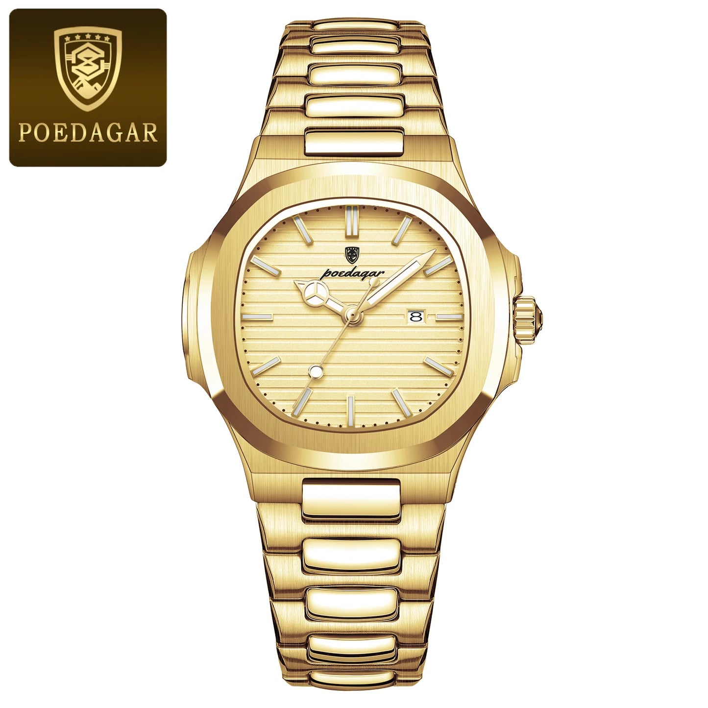 POEDAGAR Luxury Square Watch for Woman Waterproof Luminous Date Ladies Watch Stainless Steel Quartz Women's Watches Female