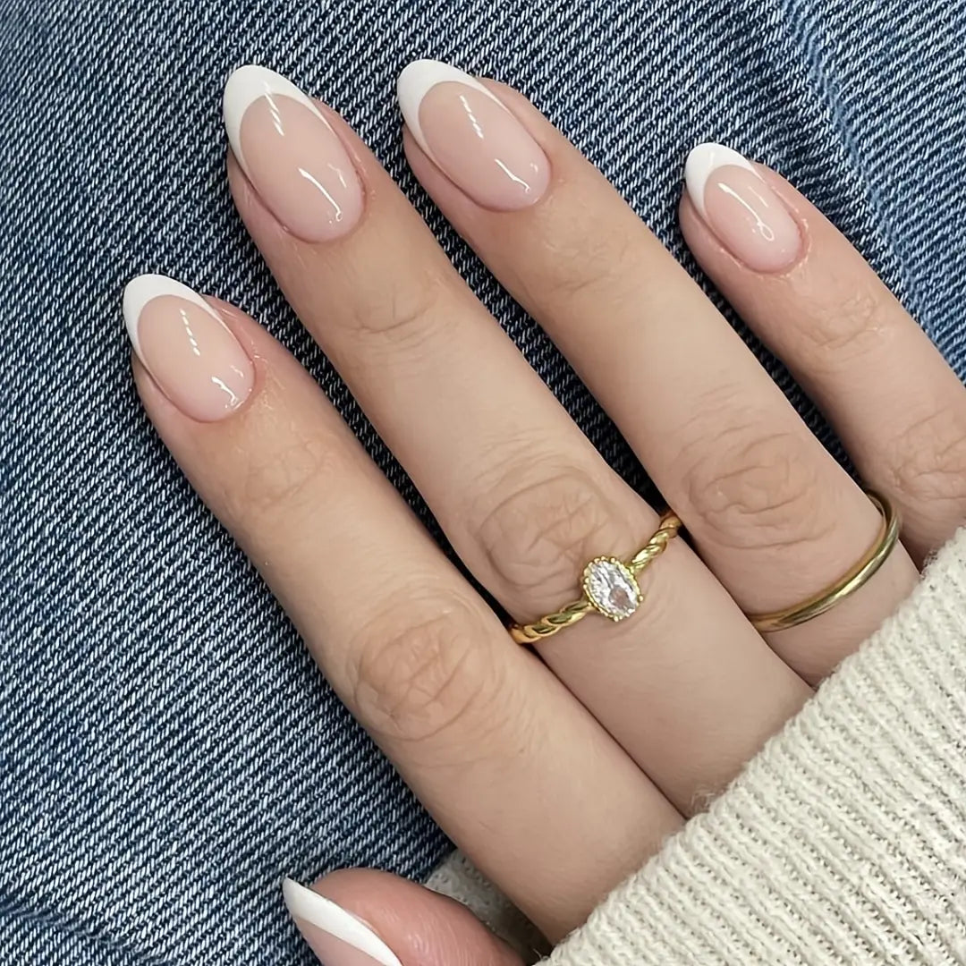 Style Fake Nails Natural Nude White Tip Glossy Press On Fingernails Nails Art Manicure Set Beauty Many Style for Choose